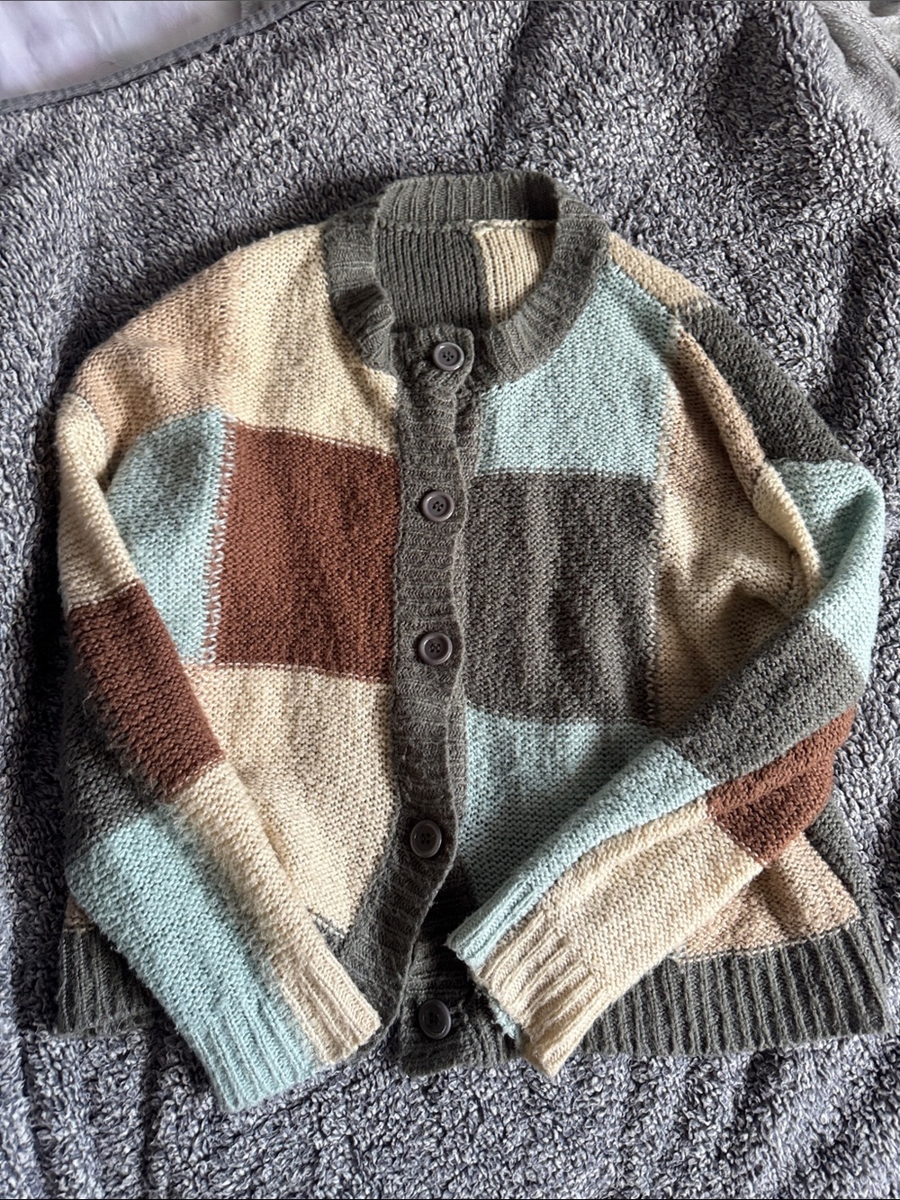 Colorblock Button-Front Women's Sweater Cardigan - Multi